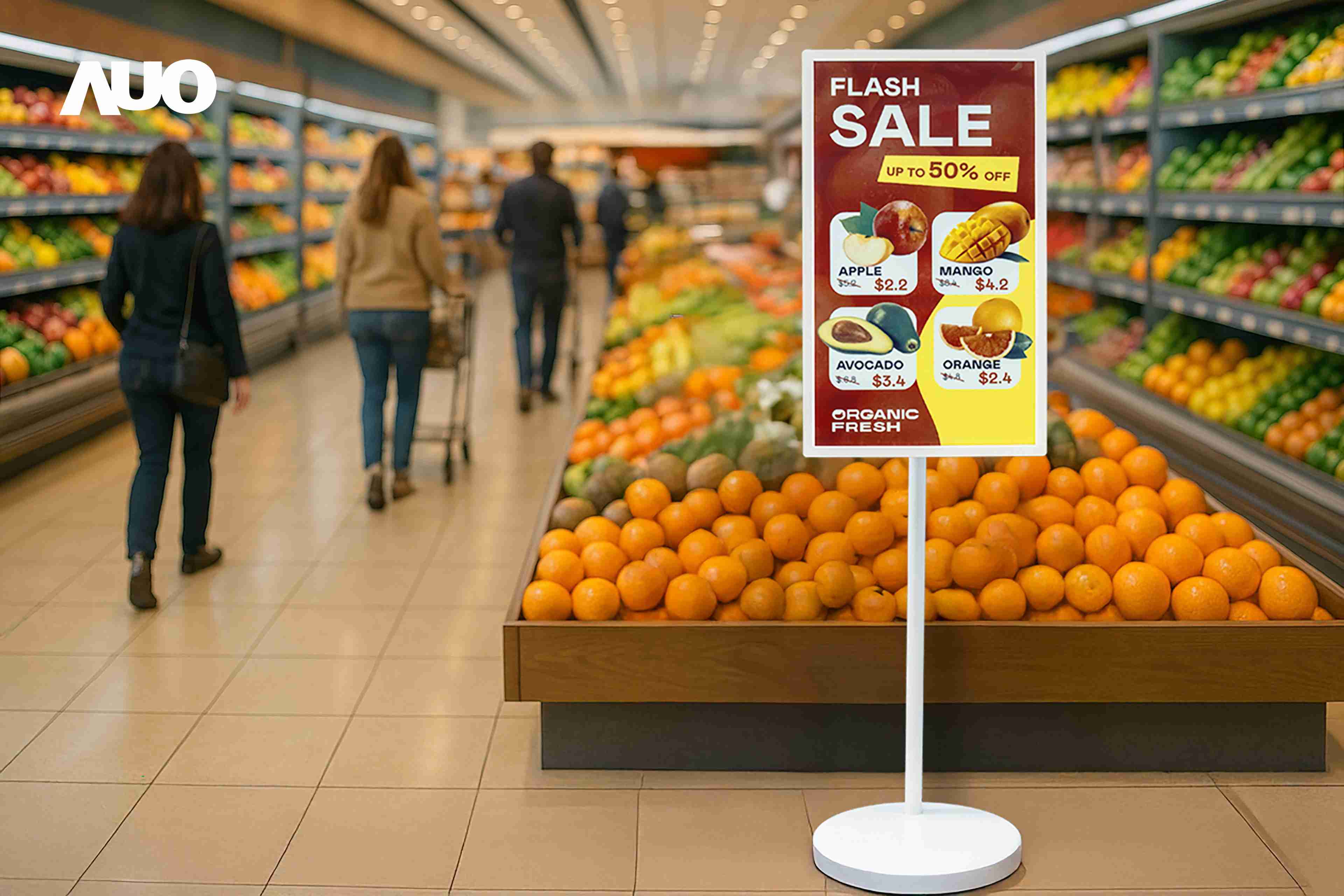 达擎首亮相低功耗、、、、全彩的〝aecoPost电子纸解决方案〞，，，仅在更新画面时需要微量的电力驱动，，无需布建电线的便捷设计，，，使其可灵活应用、、、随意置放，，，，并可透过云端或行动装置app，，轻松管理及排程广告内容，，，晋升店头营销利器。。。