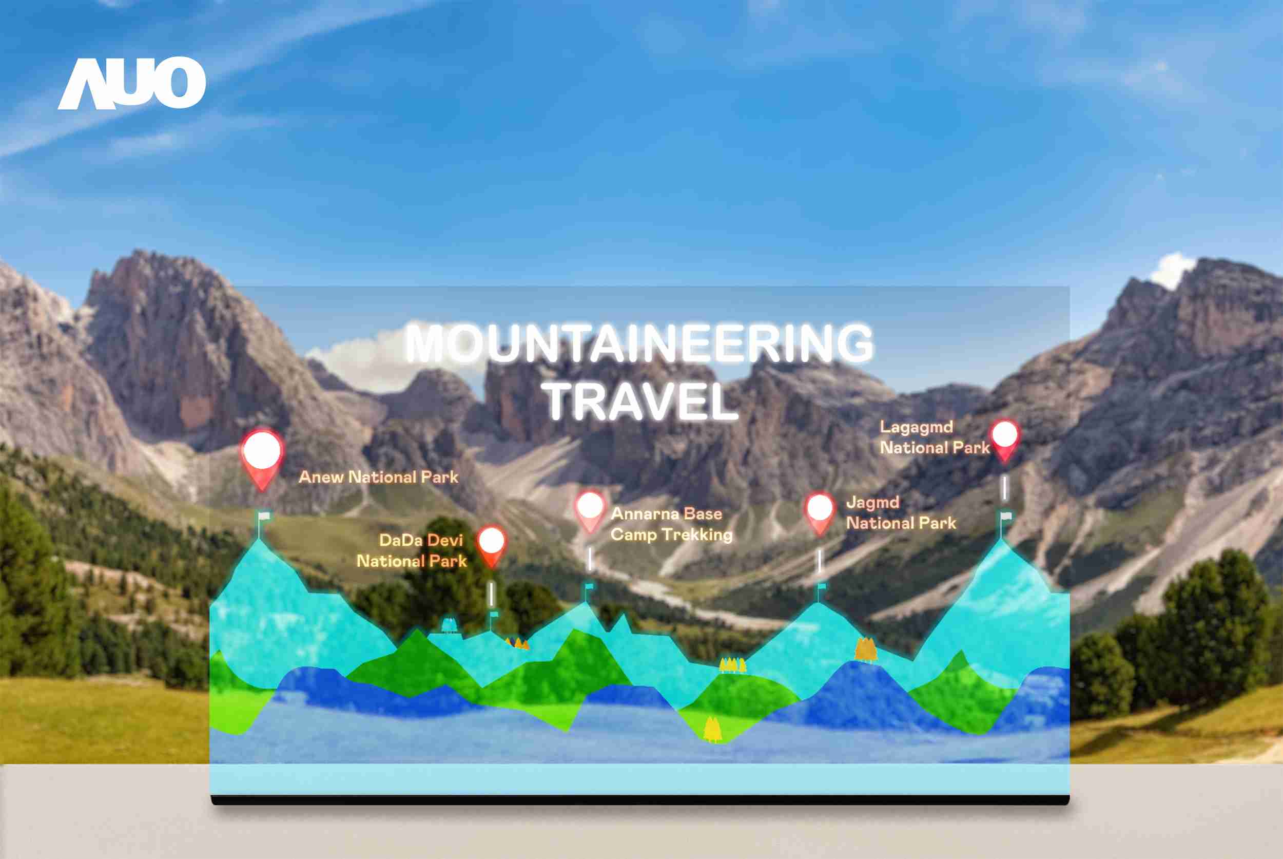 人生就是博展示全球单片尺寸最大(*)42吋透明Micro LED显示器拼接而成的〝64吋透明Micro LED显示器〞，，，具备高透明度、、、1,000 nits高亮度、、广色域、、、、采用三边无边框的无缝拼接等多重特色，，呈现超高清、、细腻画质而不遮挡后方视觉，，满足层峰需求，，，可广泛运用于零售、、、艺术展览或商业空间等场域